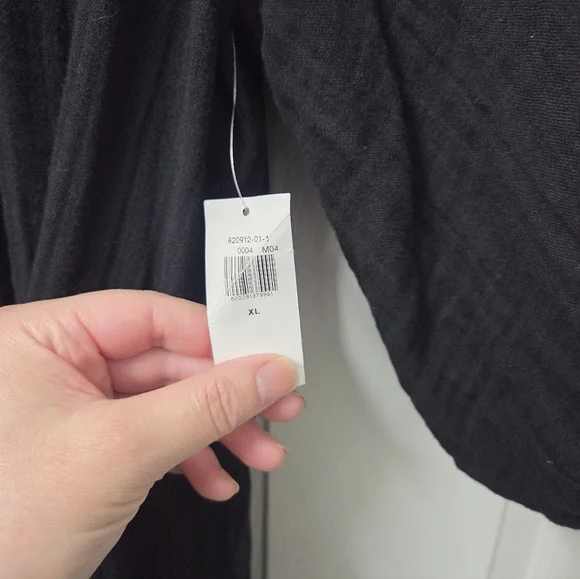 Old Navy Black Cotton Waist Define Poet Mini Dress XL Vacation Travel Summer - Picture 5 of 11